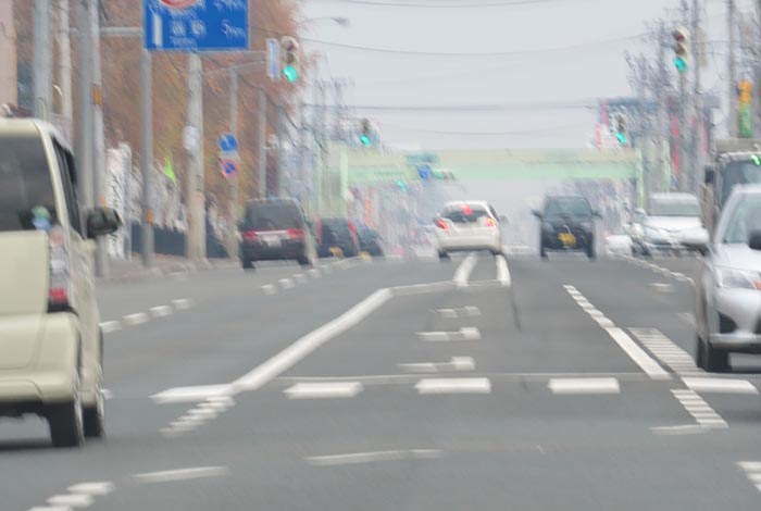 webnews今朝の北見／東６号線昭和通り交差点から奥は端野、美幌、網走、知床方面