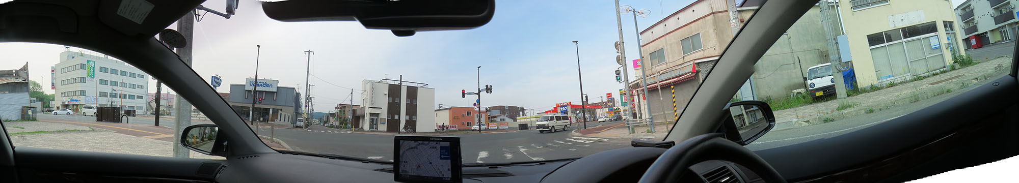 今朝の北海道北見／パノラマ写真・北４条通り、本町の国道39号交差点