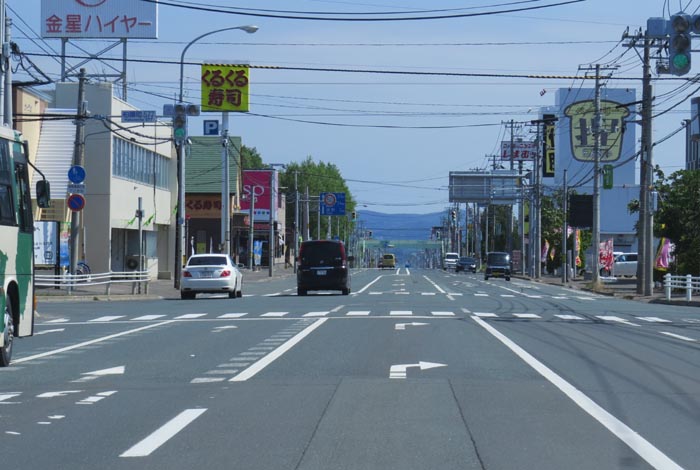 webnews今朝の北見／東６号線昭和通り交差点から奥は端野、美幌、網走、知床方面