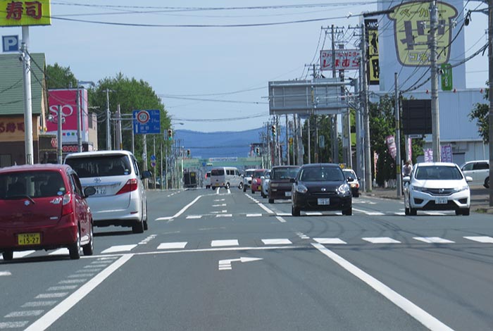 webnews今朝の北見／東６号線昭和通り交差点から奥は端野、美幌、網走、知床方面