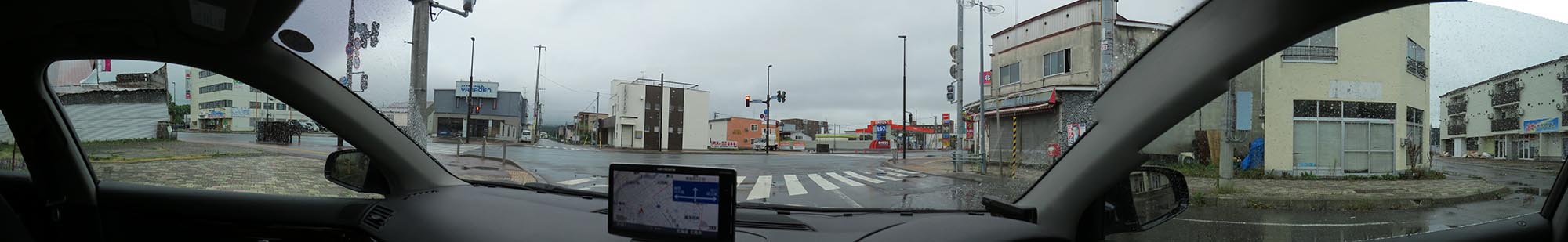 今朝の北海道北見／パノラマ写真・北４条通り、本町の国道39号交差点
