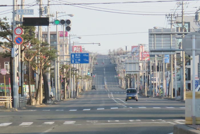 webnews今朝の北見／交差点から奥は常呂方面