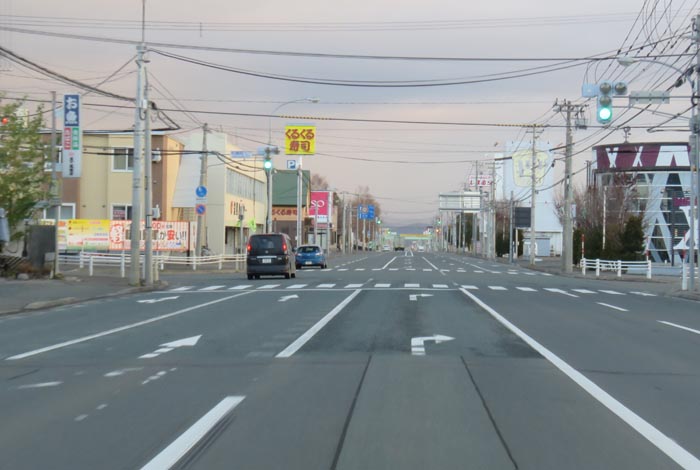 webnews今朝の北見/東6号線昭和通り交差点から奥は端野、美幌、網走、知床方面