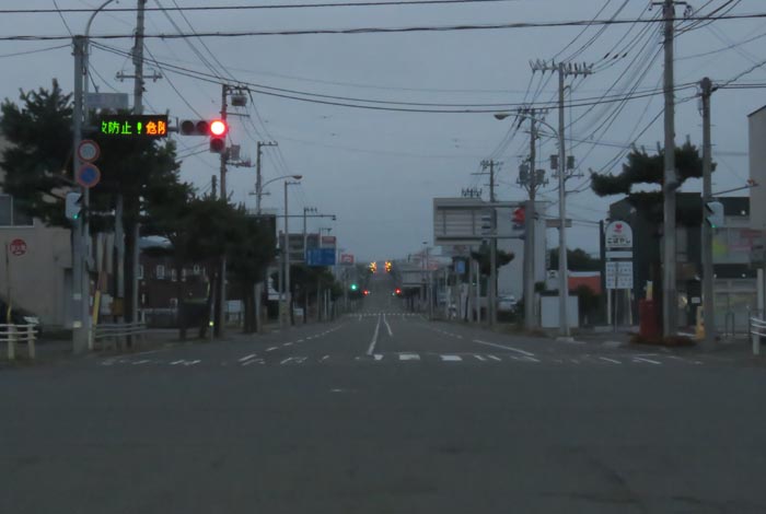 webnews今朝の北見/交差点から奥は常呂方面