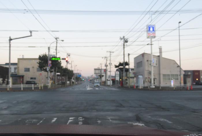 webnews今朝の北見/交差点から奥は常呂方面