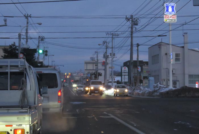 webnews今朝の北見/交差点から奥は常呂方面
