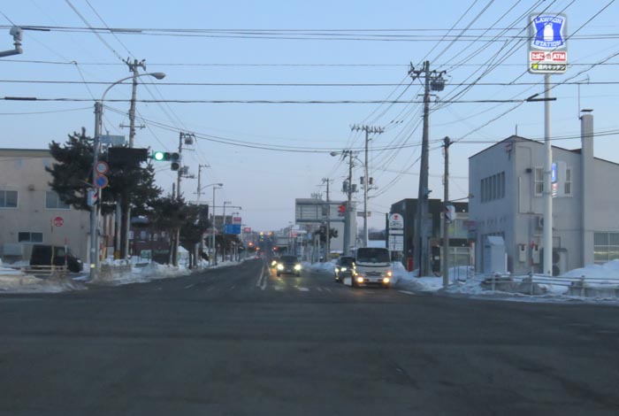 webnews今朝の北見/交差点から奥は常呂方面