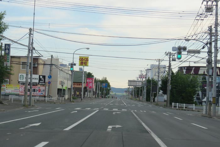 webnews今朝の北見/東6号線昭和通り交差点から奥は端野、美幌、網走、知床方面