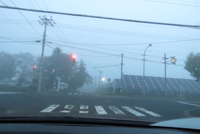 webnews今朝の北見/交差点から奥が無加川の右岸堤防
