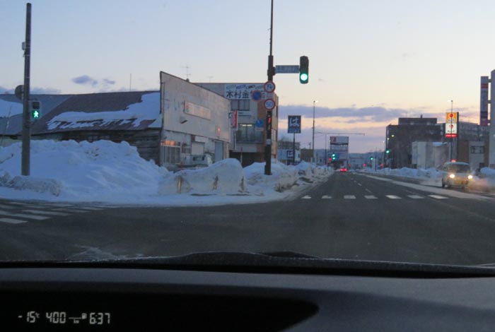 webnews今朝の北見/交差点から北4条通り側のパレスビル方向